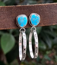 Egyptian Turquoise Stamped Hoops