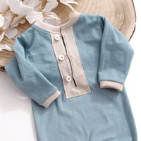 Image 2 of Newborn boys romper Alex | dusty blue