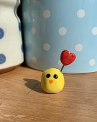 Image 5 of Hand Made Ceramic Cute  Easter Chick holding a Heart.