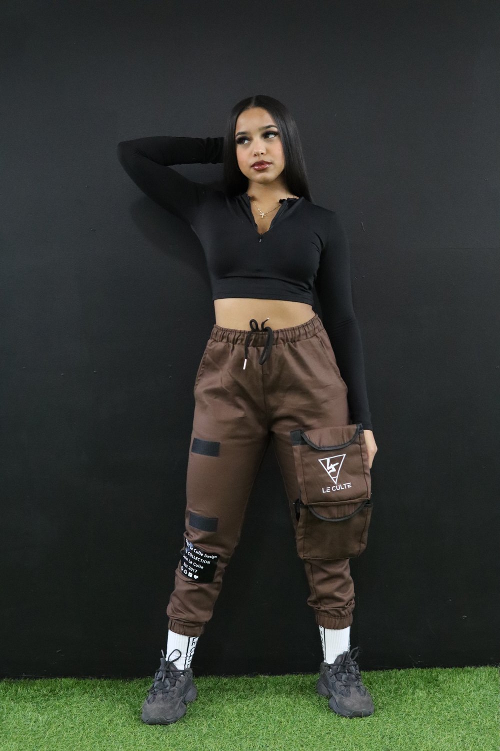 PowerChill Cropped Cross-Front … curated on LTK in 2023  Joggers outfit  women, Womens casual outfits, Brown joggers