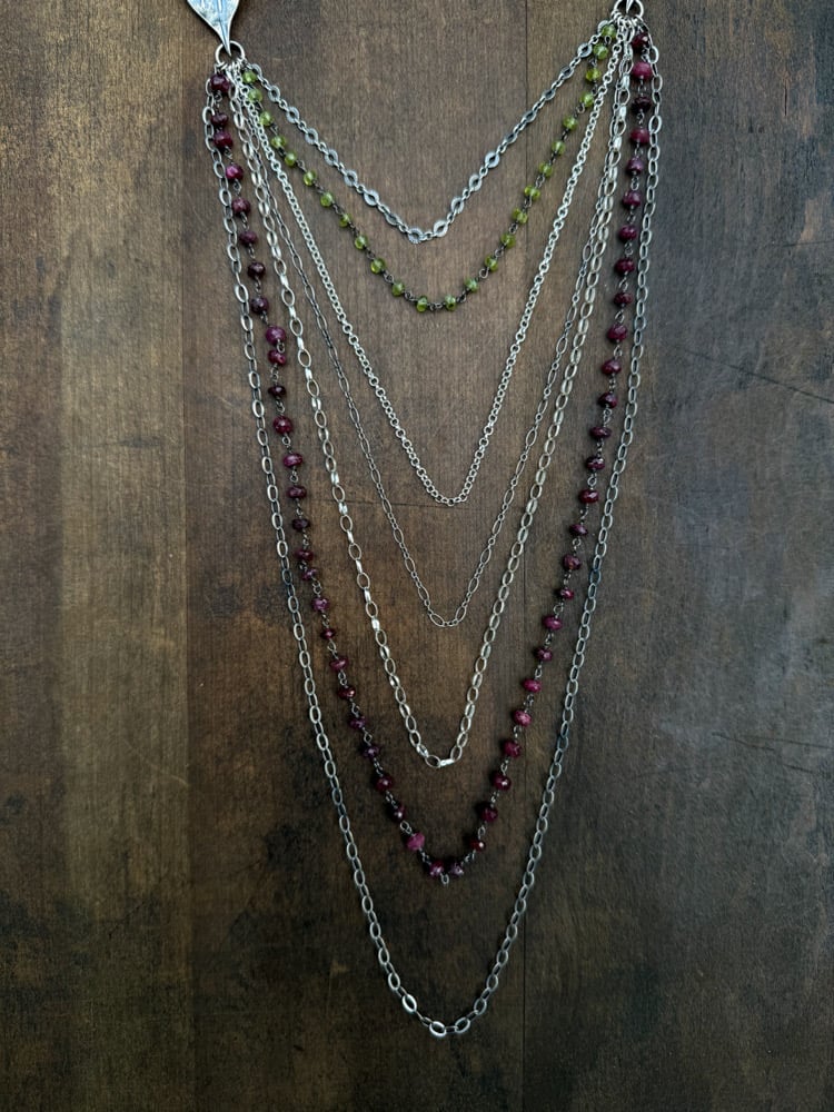 Image of Multi-Strand Dogwood Flower Long Draping Statement Necklace