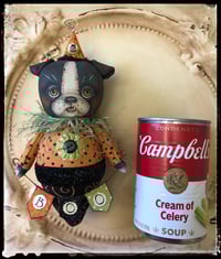 Image 2 of Folk Art Halloween dog bulldog original ornament 