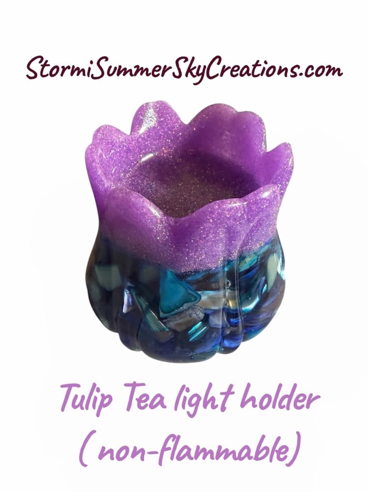 Image of Teal, Purple, and Blue Tulip Tea Light holder