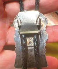 Image 8 of Native American Made Sterling Kachina Turquoise Bolo Tie