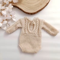 Image 3 of Newborn girls knitted bodysuit - Mandy  | beige