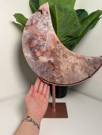 Image 5 of XL PINK AMETHYST MOON ON CUSTOM ROSE GOLD STAND -BRAZIL-