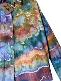 Image 3 of ♻️ UPCYCLED M (8) Topshop Boyfriend Shirt in Rustic Geode Ice Dye