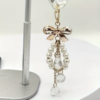 Image 14 of Elegant Bow Pearl Keychain with Crystal Drops - Perfect Gift for Her - Valentine's Day or Anytime - 