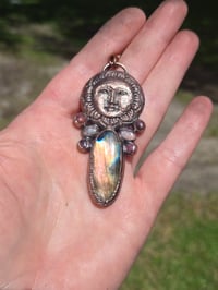 Image 1 of Electroformed sunflower moon necklace 02
