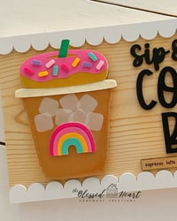 Iced Coffee w/ Donut - COFFEE BAR SIGN ICONS
