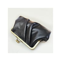 Image 1 of Black Pleated Leather Clutch