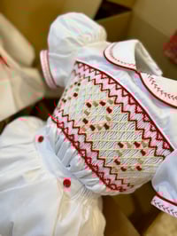 Image 1 of White and red smocked suit 