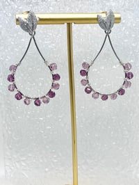 Image 2 of PURPLE CRYSTAL BEADED DANGLES