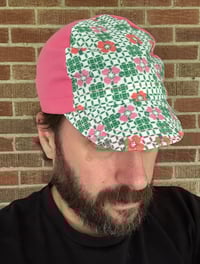 Image 1 of ZLW Green Floral Grid and Pink 4 Panel Cap