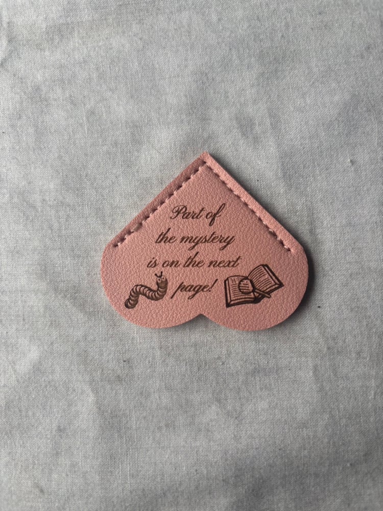 Image of Faux leather heart personalised bookmark 