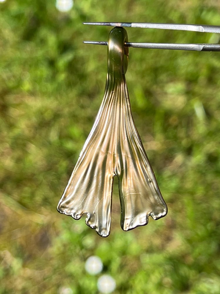 Image of Metallic Gold Ginkgo Leaf Pendant 2
