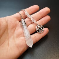 Image 3 of Rock Crystal Pendulum for Divination Dowsing Natural Gem Stone Pendant White Clear Quartz Star of Da