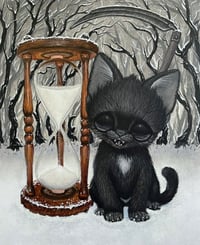 Hourglass Black Cat Art Print
