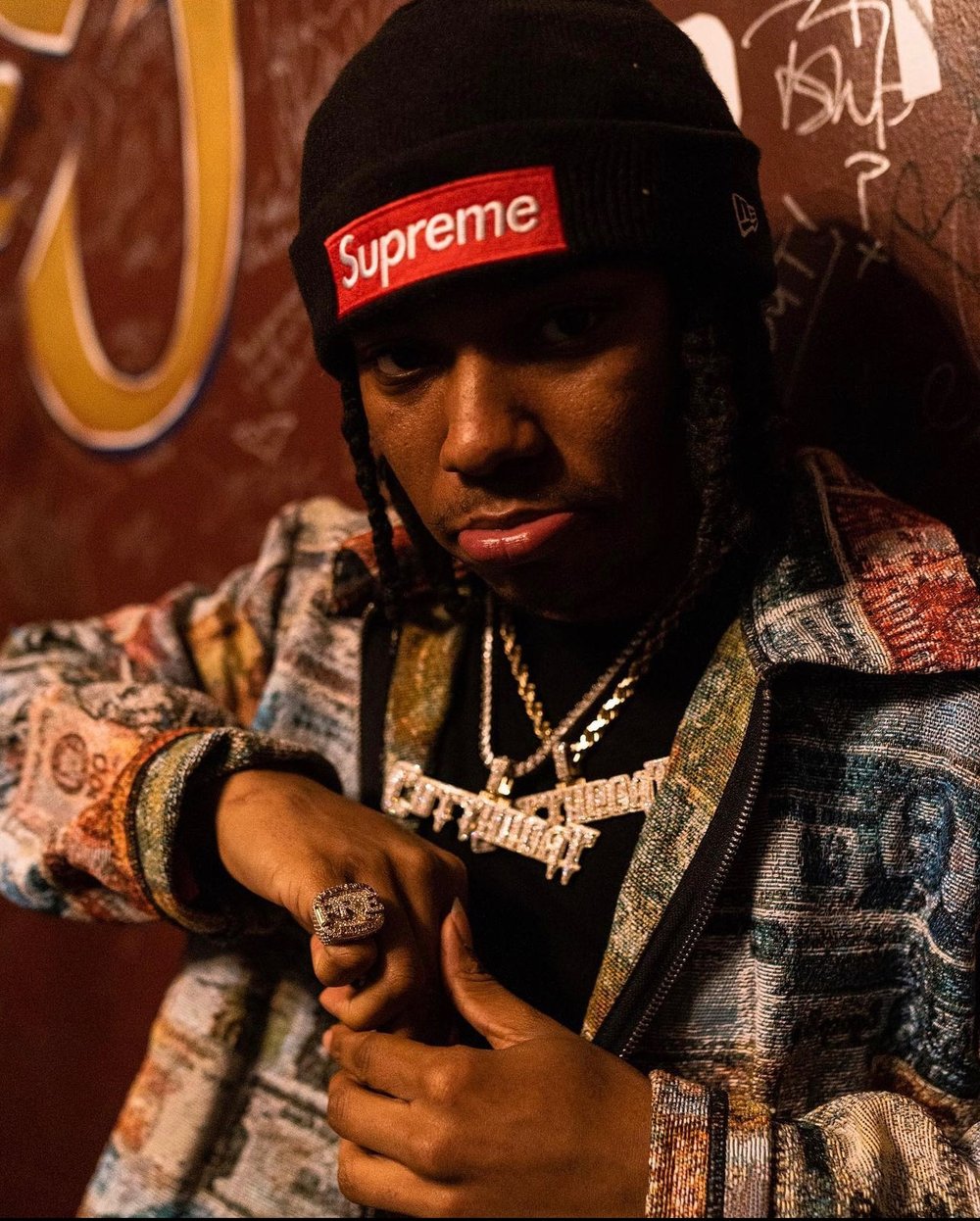 Foreign Currency Zip-Up Jacket