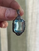 Pour Fleur. Aigue-marine sertie argent et marcassites, Art déco 1910, rare de cette taille!