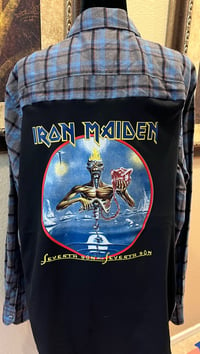 Vintage Blue/Black/Gray Flannel Iron Maiden 