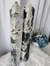 Image 2 of 18.5" XXL Moss Agate Crystal Tower - 2 Styles