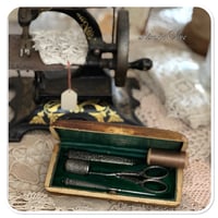 Image 9 of French Antique Necessaire Sewing Set, in a Box, 4 pieces beautiful details