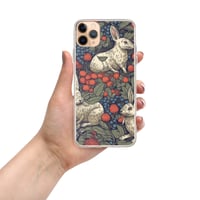 Image 2 of Boho Nature Cottagecore Inspired White Rabbits Among Berries Clear Case for iPhone®