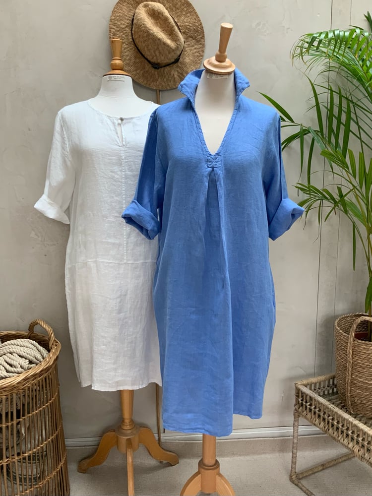 Image of Robe En Lin Daphné Bleu Lavande 