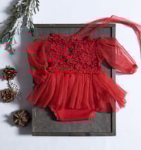 Image 1 of Newborn girls body-dress - red