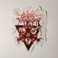 Image 1 of Cattle Decapitation Disembowled Cattle Demons Triangle Glossy Finish LAMINATED Vinyl Sticker