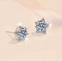 Image 4 of CT Moissanite Star Sterling Silver Stud Earrings