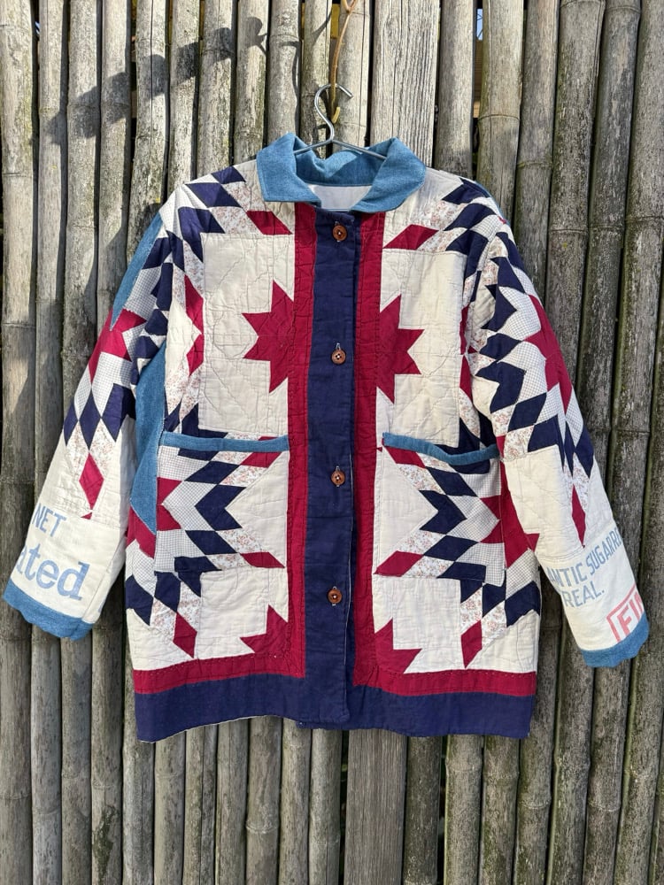 Image of Quilt Coat — Antique Navy Burgundy Lonestar 