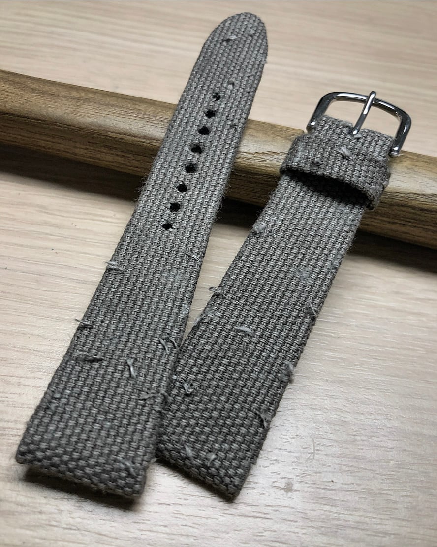 Image of Grey Sanded Canvas Hand-rolled Watch Strap