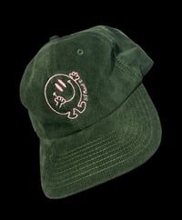 Image 1 of Dark olive with candy pink embroidered cord cap