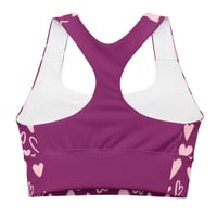 Image 2 of PINK HEARTS LONGLINE SPORTS BRA