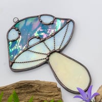 Image 3 of Iridescent Blue/Pink Mushroom Suncatcher