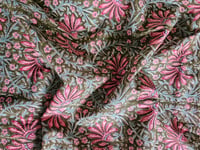 Image 1 of Namaste fabric arabesque kaki et rose