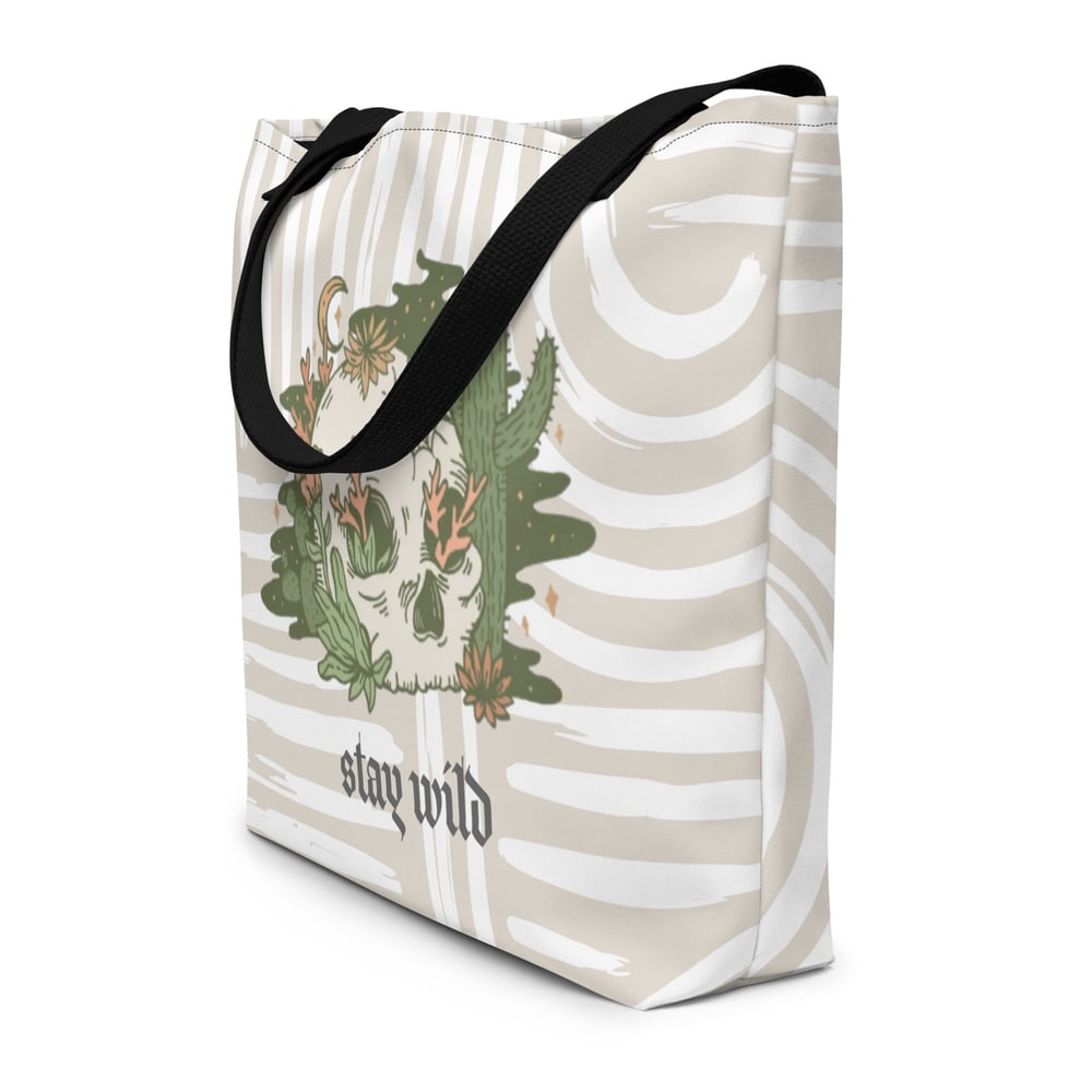 Image of Stay Wild Desert Skull All-Over Print Large Tote Bag
