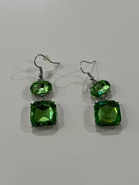 green rhinestone earrings 
