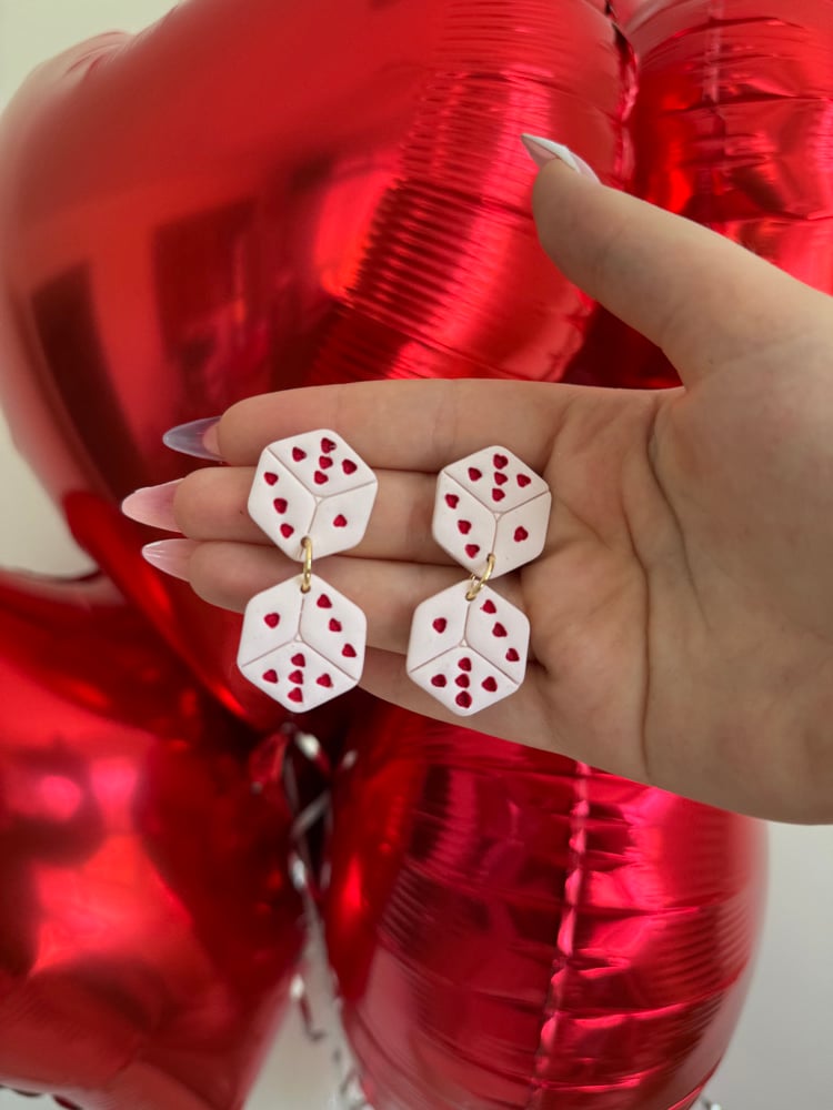 Image of Hearts at stake Dice Dangles 