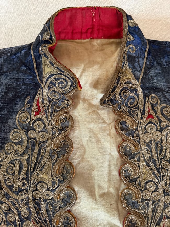 antique Ottoman embroidered silk velvet vest waistcoat metallic