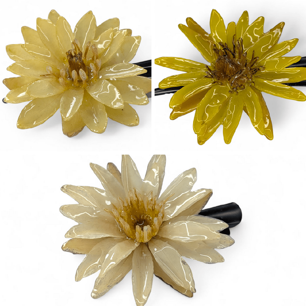 Image of Waterlily Hair Clip (Cream & Yellow)
