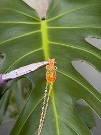 Image 6 of Gold Flower Amber Oval Crystal Necklace