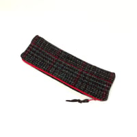 Image 5 of Saville Row Harris Tweed Slimline Pencil Case Charcoal & Red