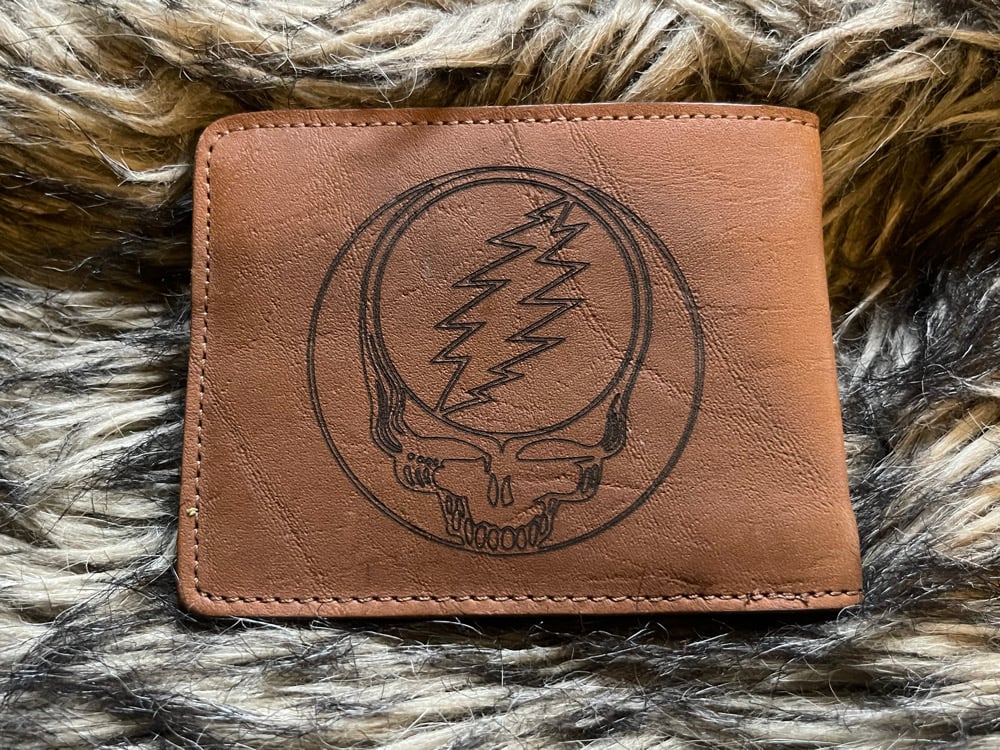 Upcycled Grateful Dead Stealie Leather Wallet