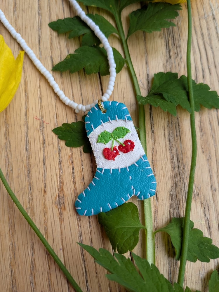 Image of Cherry Cowboy Boot Necklace