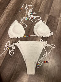 Image 1 of white crochet swimsuit 