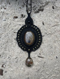 Macrame necklace with bronzite stone 