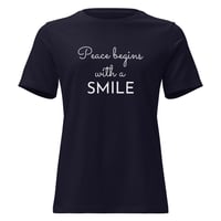Image 1 of Women's Relaxed T-Shirt, Peace Begins With A Smile Tee
